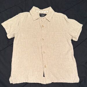Little Bipsy Linen Tan Short Sleeve Shirt